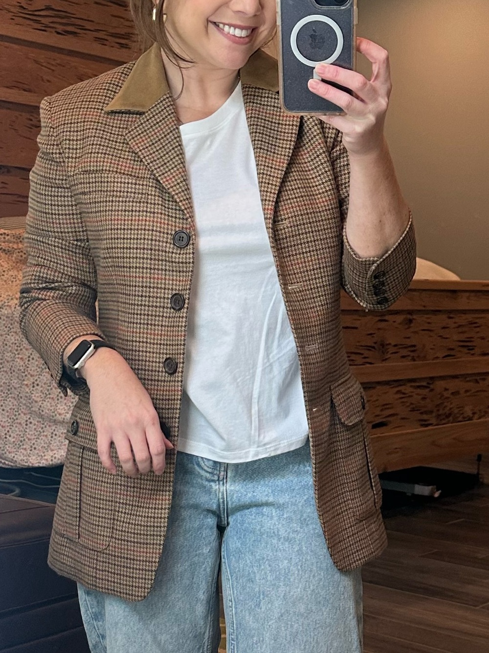 Evan Picone Houndstooth Wool Blazer